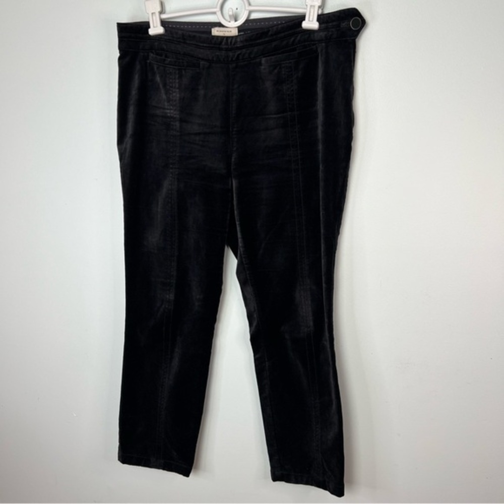 Anthropologie Black Velvet Slim Straight Pants - Dark Academia, Holiday Size 8P